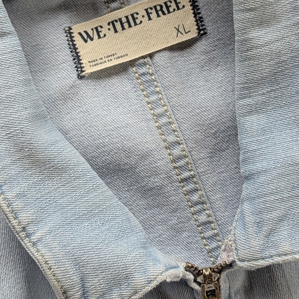 Free People Jayde Flare Stretch Denim Jumpsuit Light Wash Sz XL - Picture 7 of 14